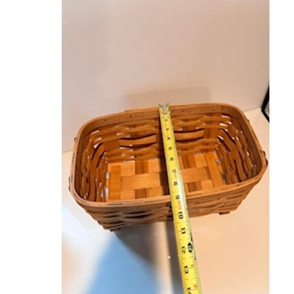 Vintage NEW Peterboro Footed Storage Basket Suede Leather Handles 14.5" x 9" - Picture 13 of 13